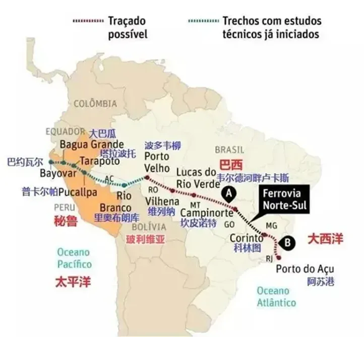 中國(guó)與巴西簽署兩洋鐵路合作諒解備忘錄，打造6500公里南美大陸橋