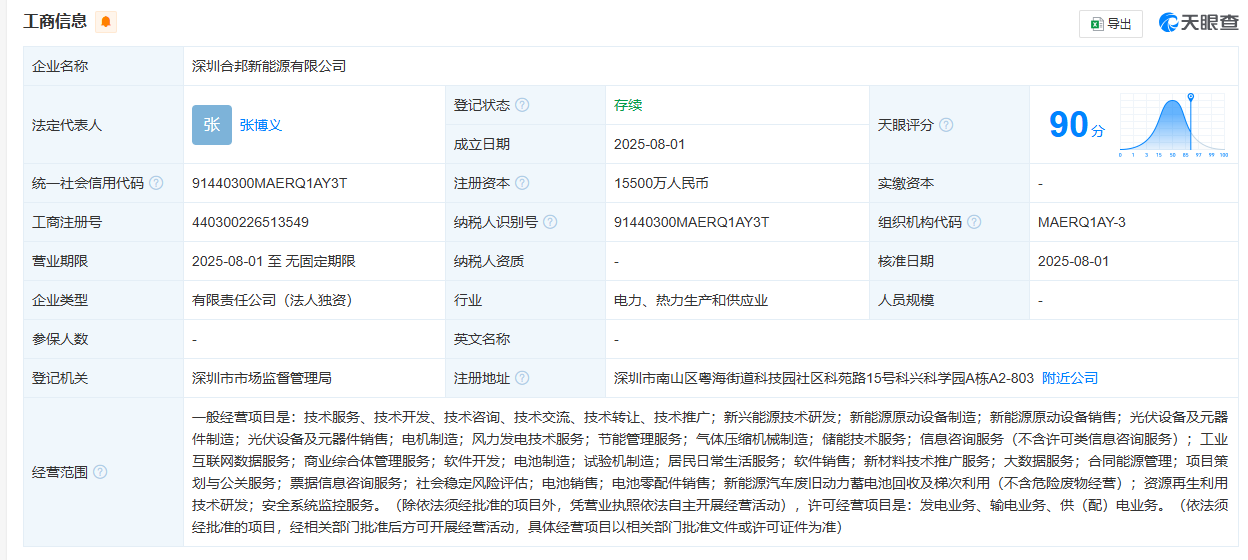 注資1.55億！贛鋒鋰業(yè)在深圳成立新能源公司